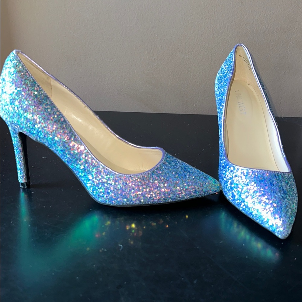 NINE WEST Glittering Blue & Purple Heels - Picture 11 of 12